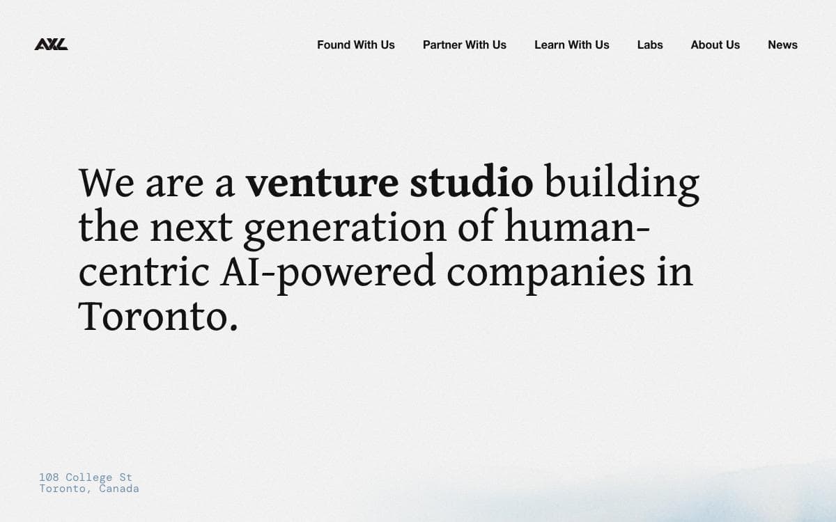AXL Venture Studio website preview